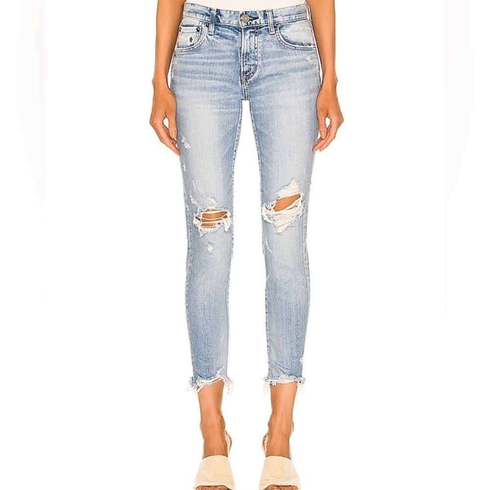 Moussy Vintage Women’s Frayed Hem Faded Altawoods Skinny Light Wash Jeans 25
